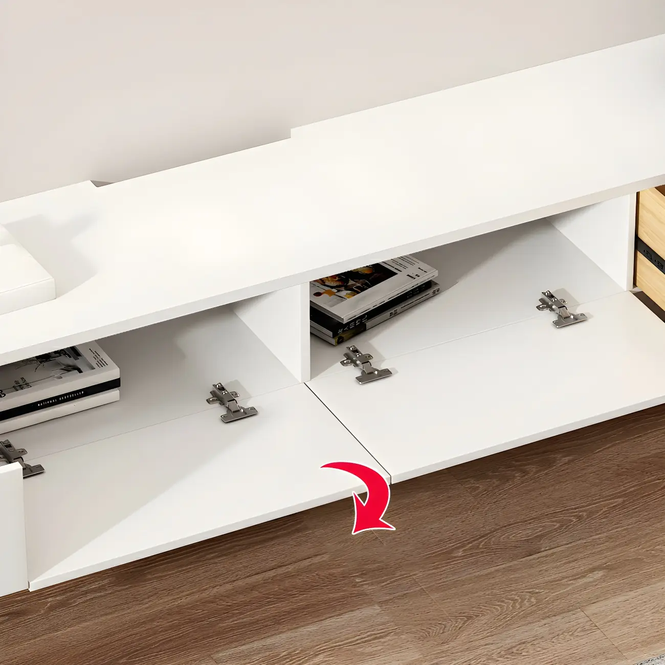 Modern Solid Wood Floating TV Stand with Drawers