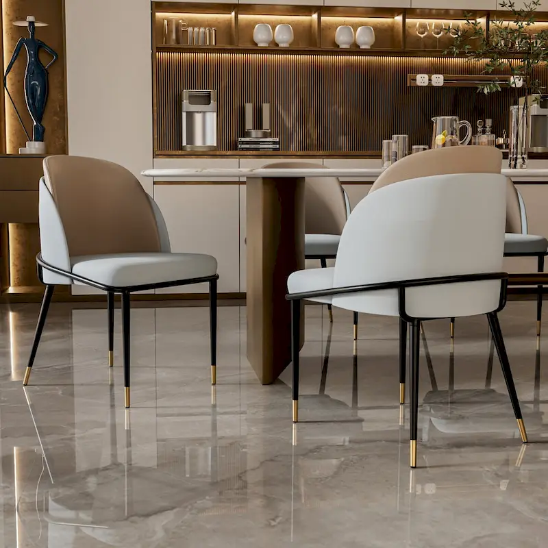 Set of 2 Microfiber Leather Upholstered Dining Chairs with Metal Legs - 20x21x32