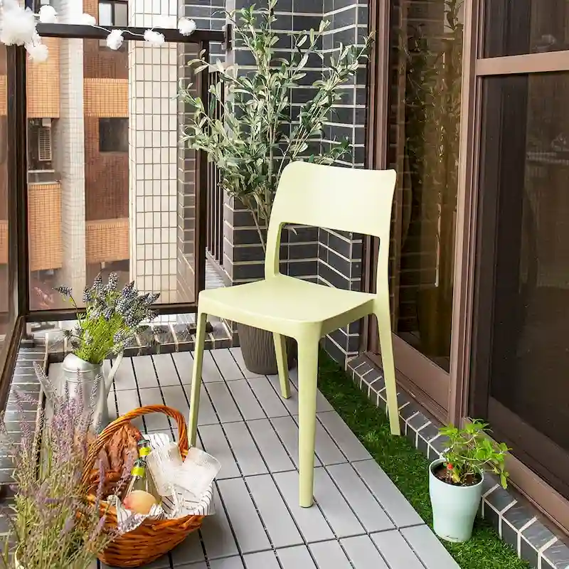 La Vie Resin Stackable All Weather Armless Chair, Set of 2