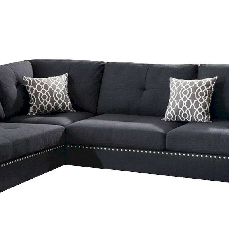 Polyfiber 3 Pieces Sectional Set With Ottoman In Black