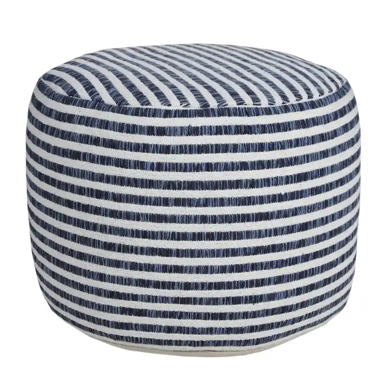HomeRoots 18 Blue 100% Cotton Ottoman