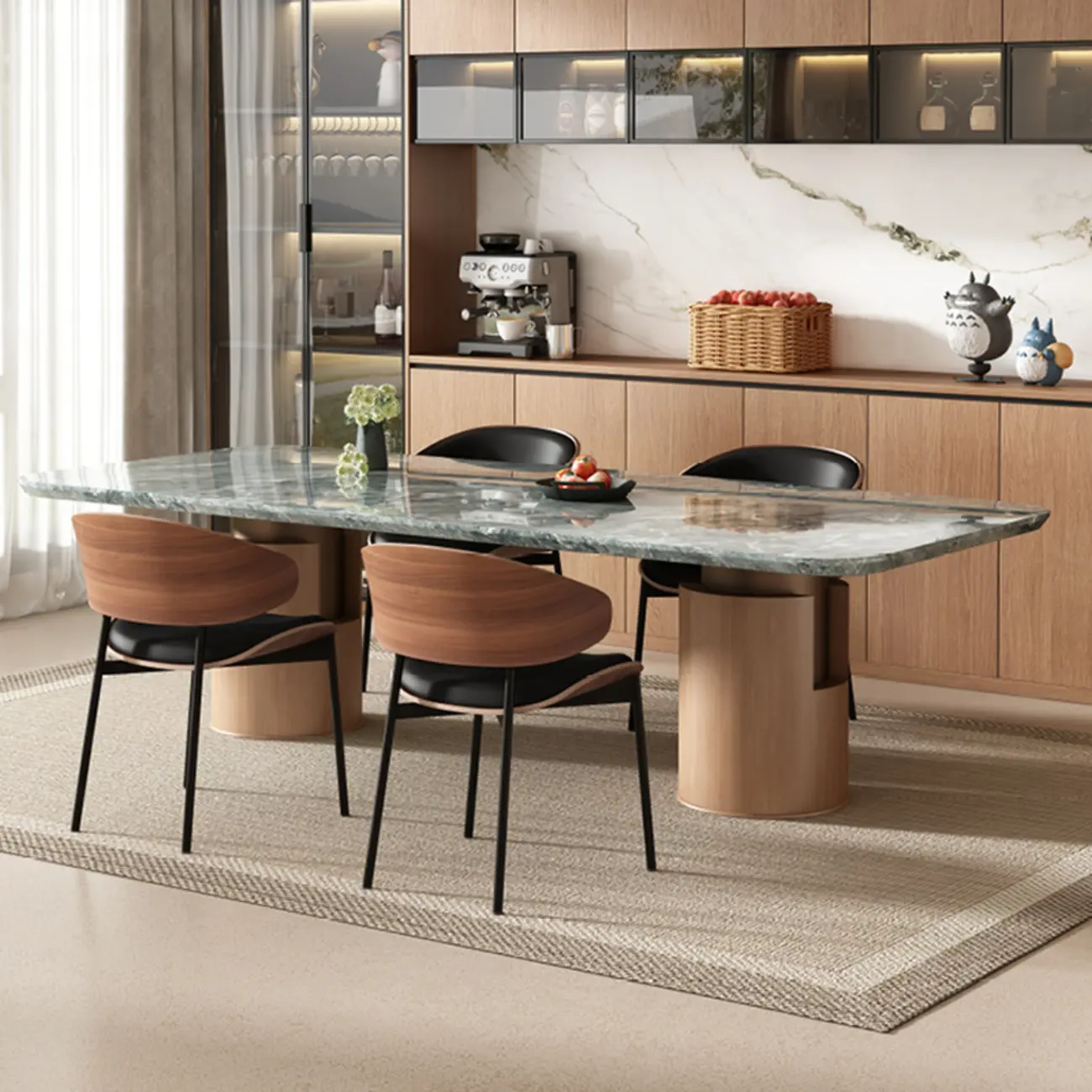 Art Deco Faux Leather Low Back Dining Chair