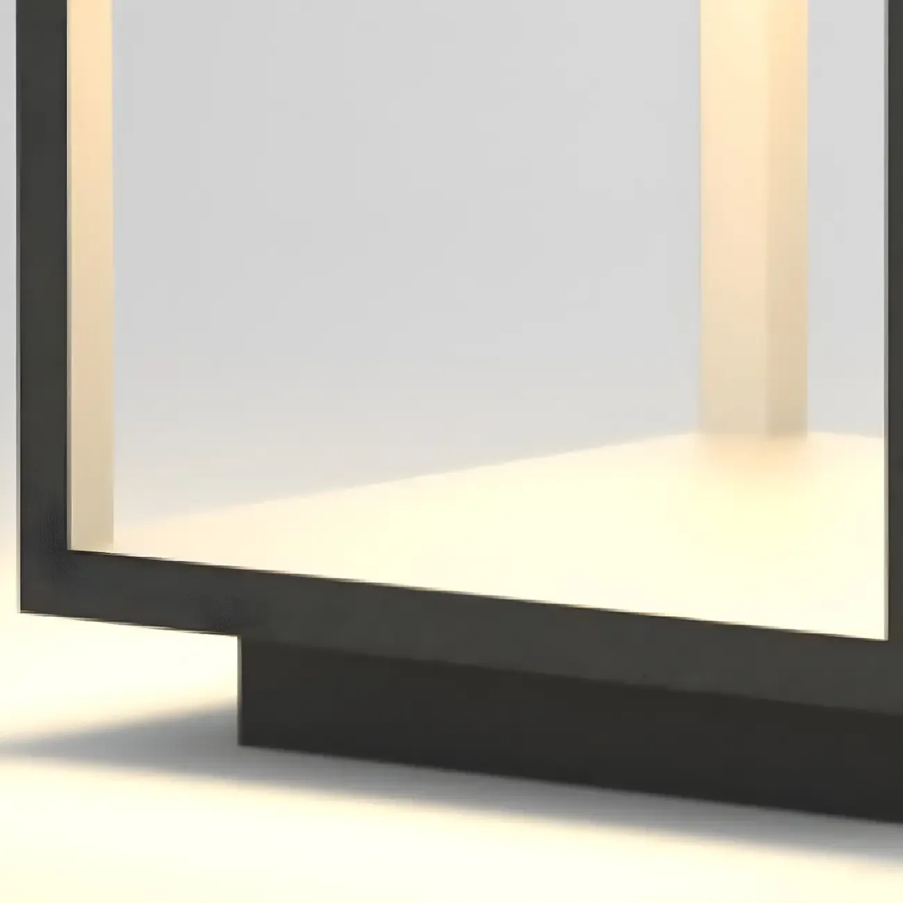 Black Metal Open Cube Ambient Post Cap Light