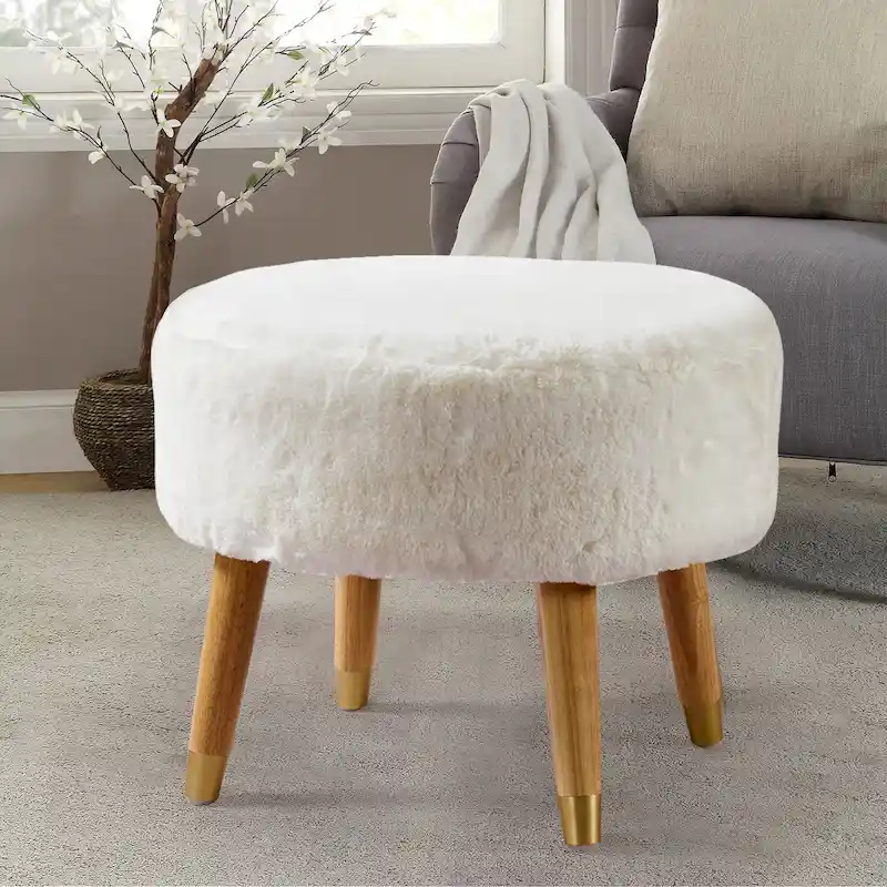 Serenta Heavy FauxFur Oval Ottoman