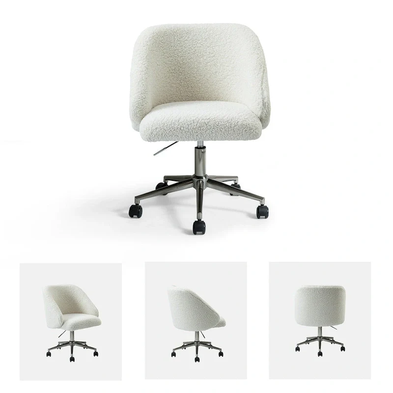 Joah Modern Boucle 360 Swivel Height Adjustable Swivel Office Chair with Rolling Wheels by  - N/A