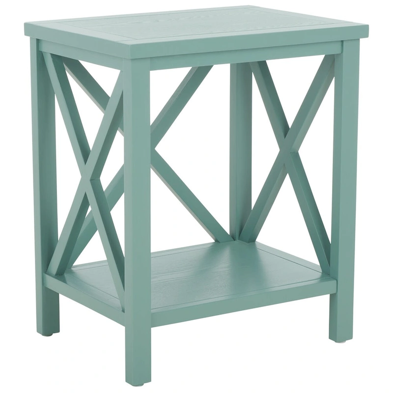 SAFAVIEH Yasumi White Cross Back End Table - 18.1  x 13.4  x 21.5  - 18Wx13Dx22H