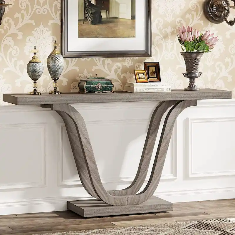 Farmhouse Console Table, 55 Inch Wood Sofa Table Entryway Table