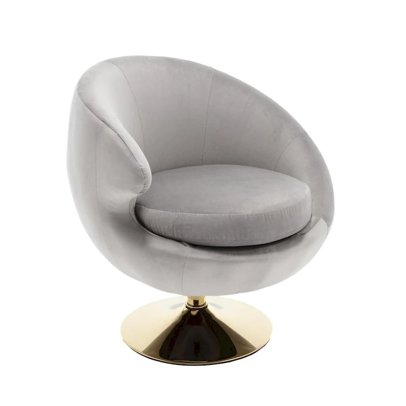 HOMEFUN Velvet 360 Degree Swivel Left Cuddle Barrel Accent Chairs