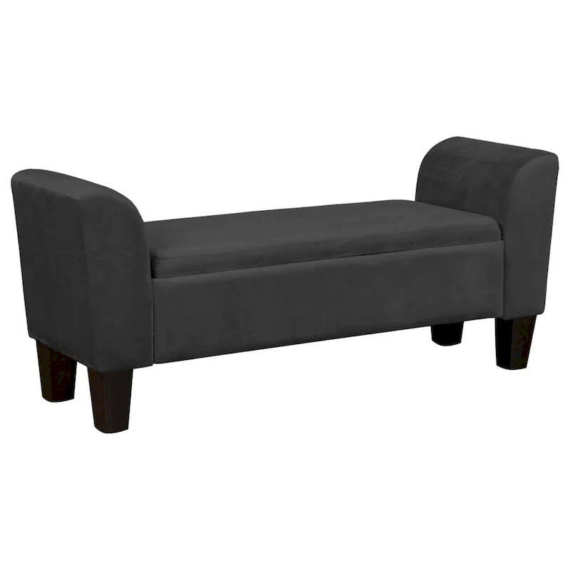 55 Inch Accent Storage Bench with Performance Velvet Upholstery, Black