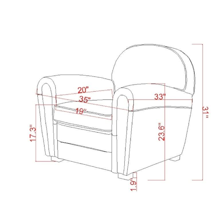 Pasargad Home Genuine Leather Paris Club Chair, Brown