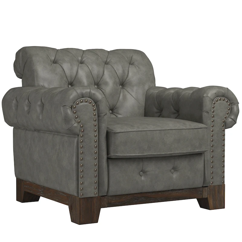 Greenwich Tufted Scroll Arm Nailhead Chesterfield Chair by iNSPIRE Q Artisan