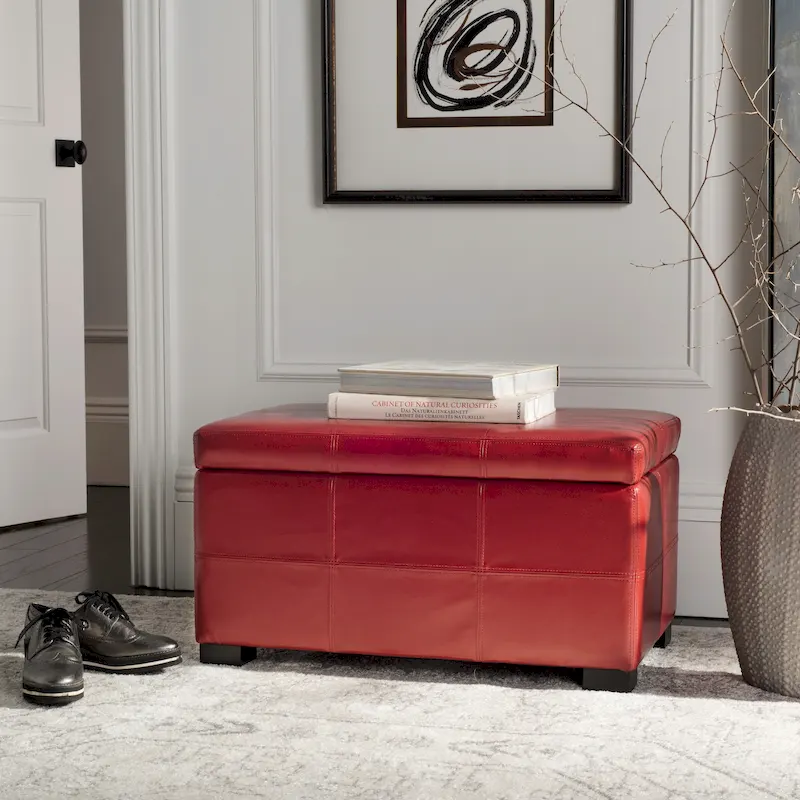SAFAVIEH Liane Tufted Brown Bicast Leather Storage Bench - 30.1 x 18.1 x 17.7 - 30Wx18Dx18H