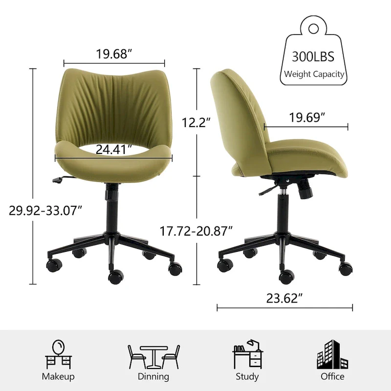 Swivel Armless Ergonomic Office Chair with Wheels