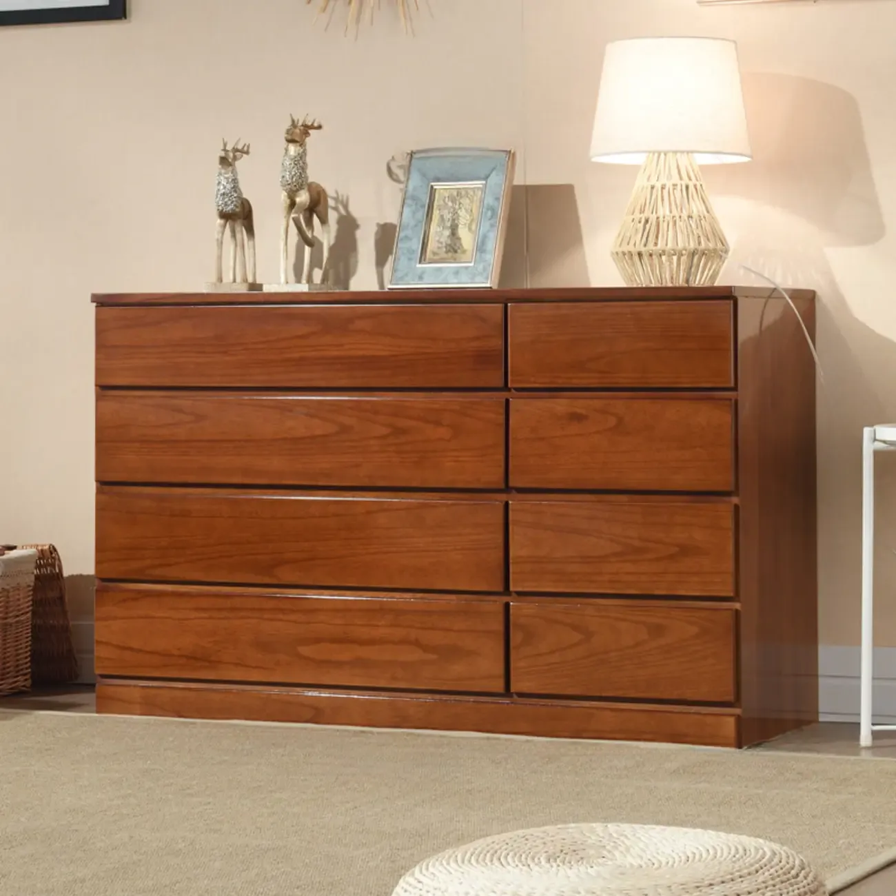 Classic Wooden Double Dressers with 7-Drawer