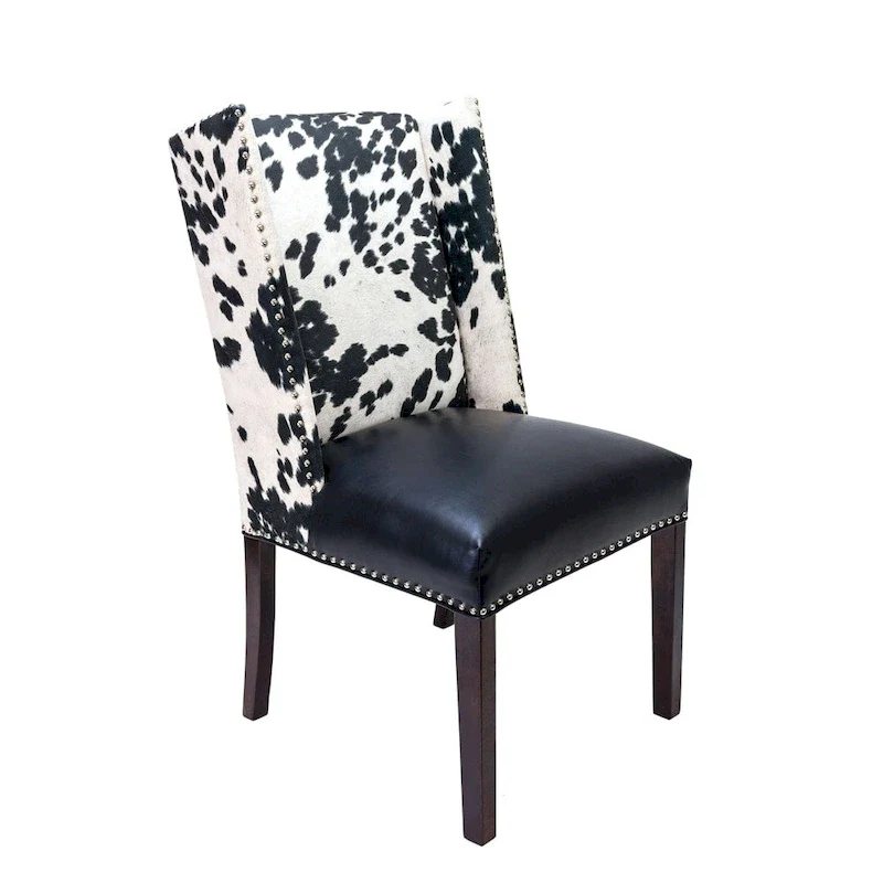 Wingback Upholstered Nailhead Dining Chairs Set of 2