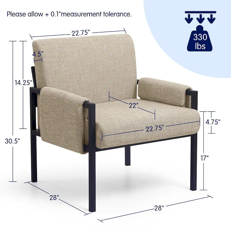 Subrtex Upholstered Accent Chair with Metal Frame Armchair