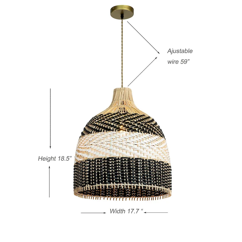 Rattan Black&White Pendant Light