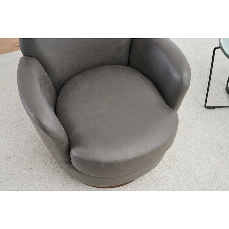 29.3 Upholstered Swivel Barrel Chair with Stainless Steel Base