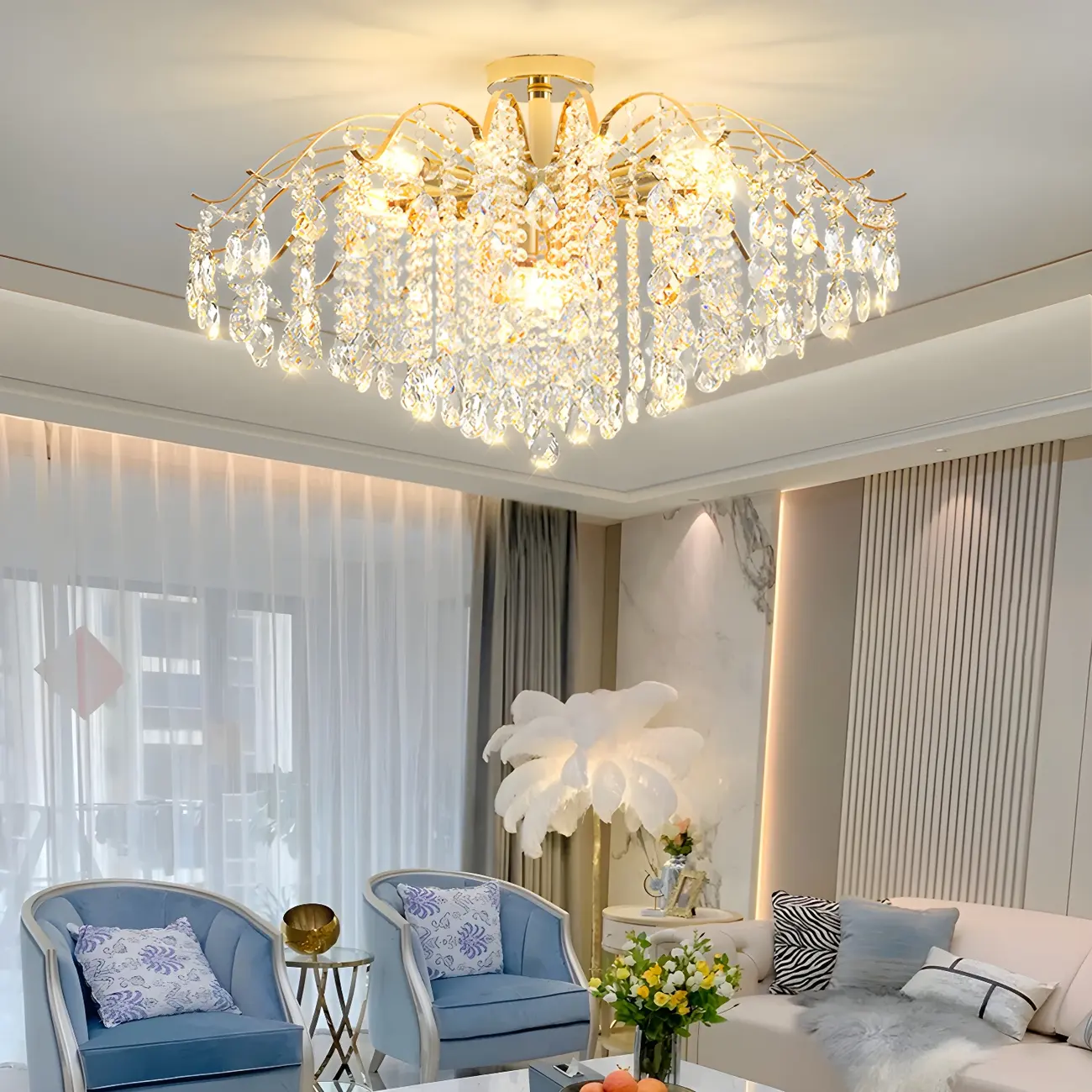 Dining Room Multi-Light Crystal Water Drop Chandelier