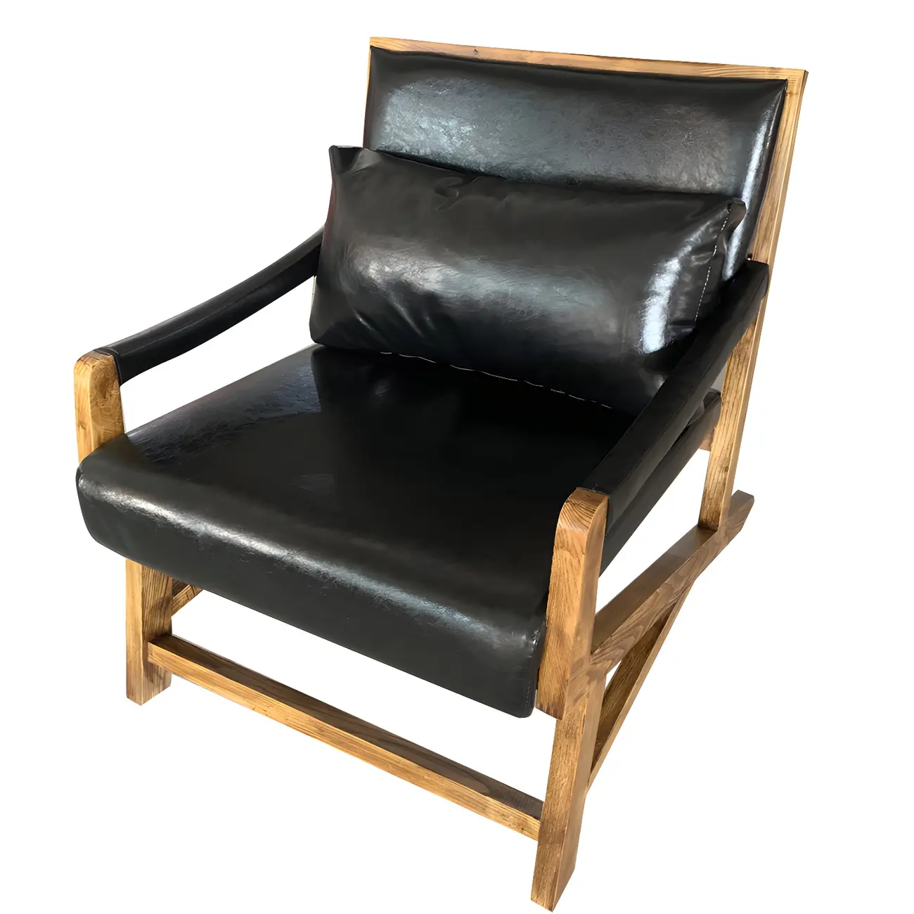 Modern Faux Leather Lounge Chair with Pillow Back