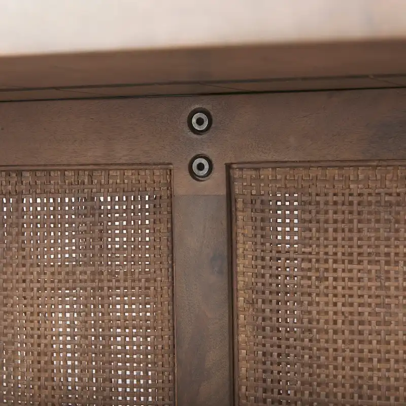 Grier Light Brown Solid Wood w/ Cane Accented Base Rectangular Dining Table