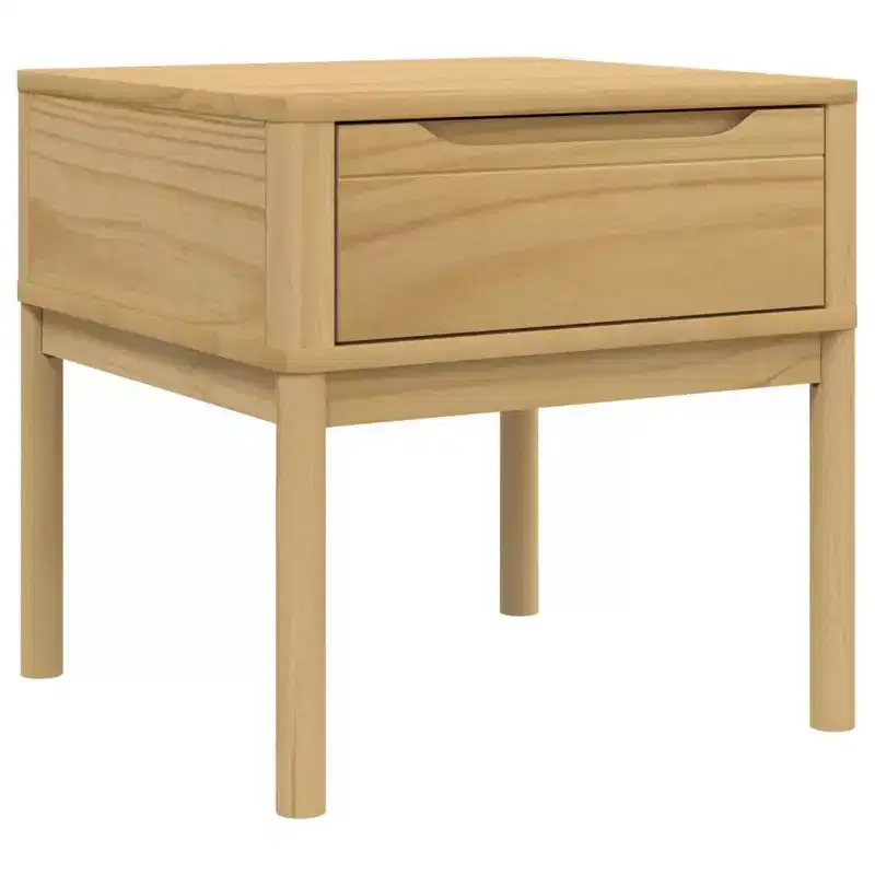 Gray / Wax Brown / White Solid Pine Nightstand with Storage Drawer
