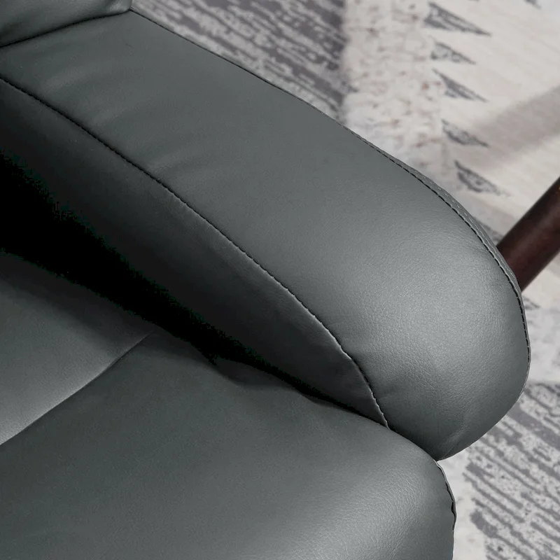 HOMCOM Massage Recliner Chair with Ottoman, 360 Swivel Recliner and Footstool, PU Leather Reclining Chair, Gray