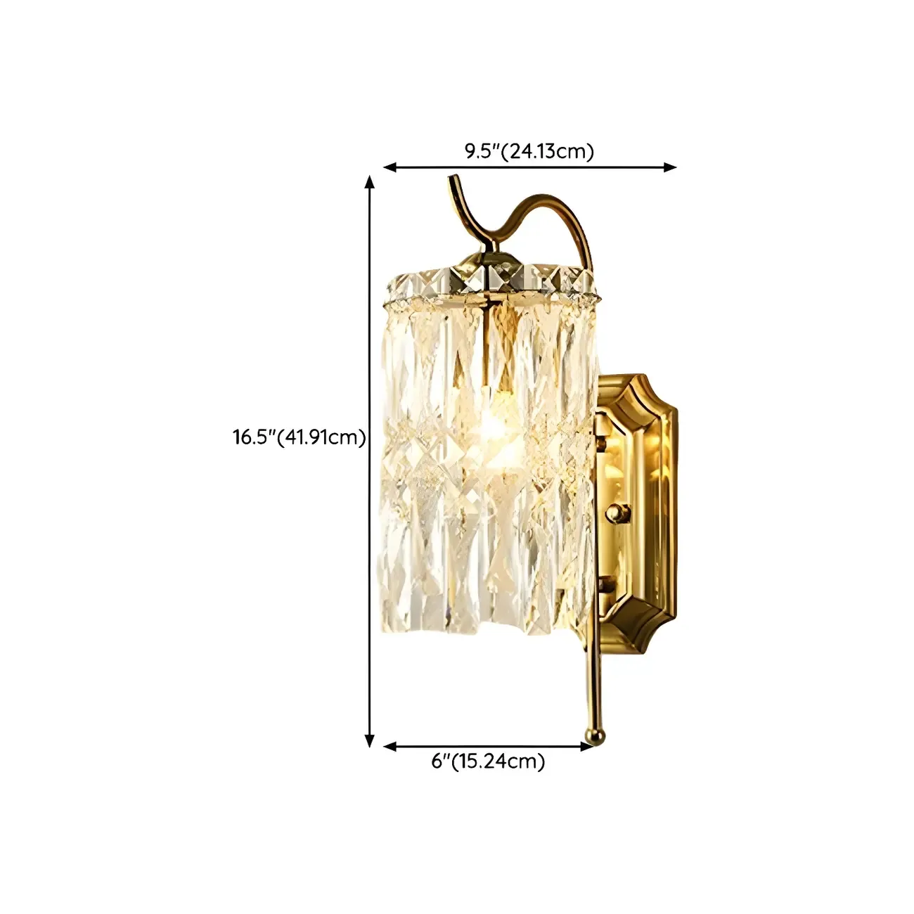 Luxury Golden Gooseneck Cylinder Crystal Wall Sconce
