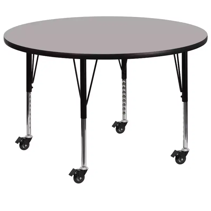 Flash Furniture Mobile 42'' Round HP Laminate Activity Table - Height Adjustable Short Legs