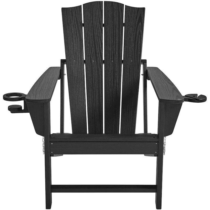 Yaheetech HDPE Adirondack Chair Outdoor Patio Folding Fire Pit Chair w/ Cup Holder