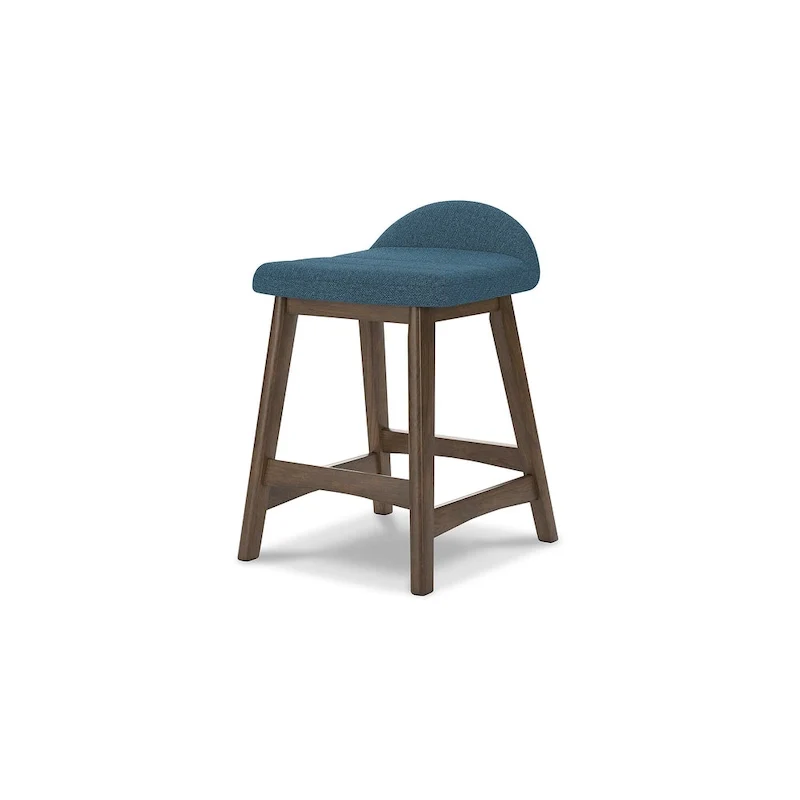 Counter Height Bar Stool, Set of 2, Mid-Century, Polyester, Foam Cushion, Hardwood Frame, Seats 2, Charcoal/Teal/Grey/Yellow
