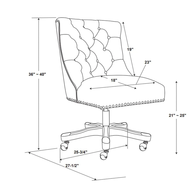 Solid Adjustable Plush Tufted Office Chair - 41.5 - Beige and Gray
