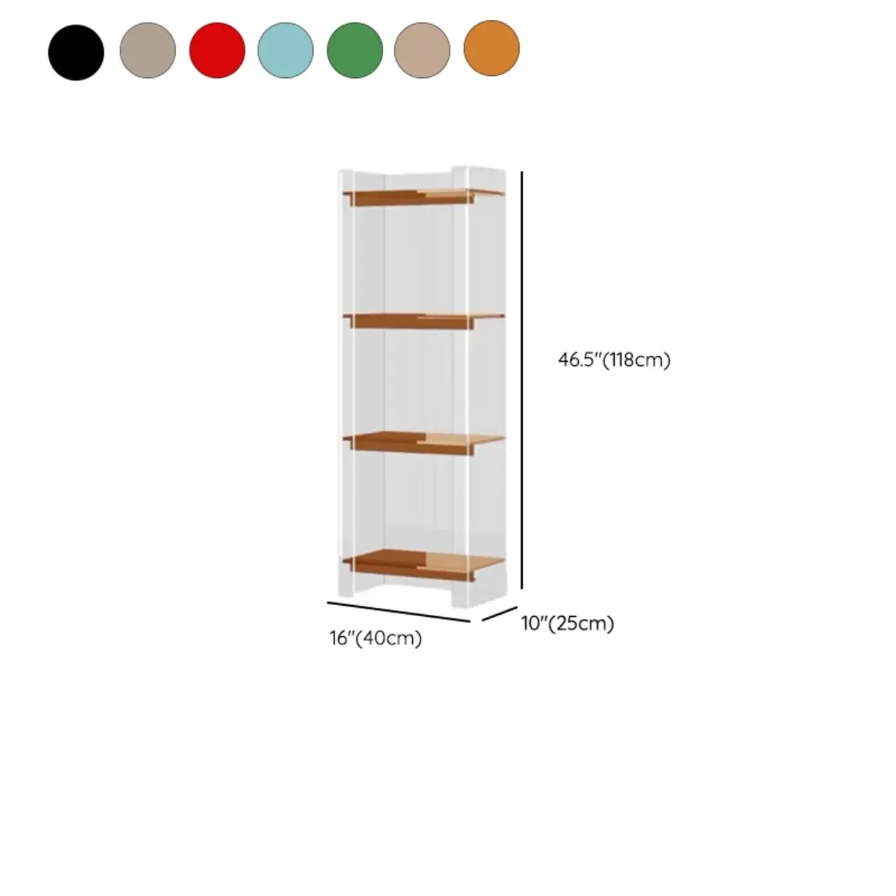 Minimalism Clear Acrylic 4-Tier Vertical Narrow Bookcase