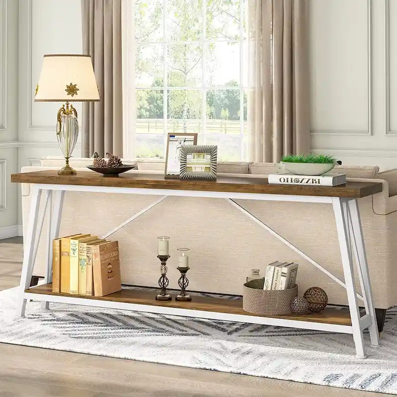 Industrial Wood Console Sofa Table for Entryway Hallway