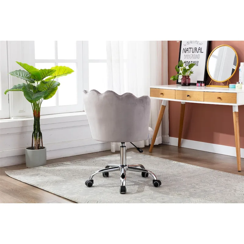 Velvet Upholstered Adjustable Height Swivel Home Office Chair