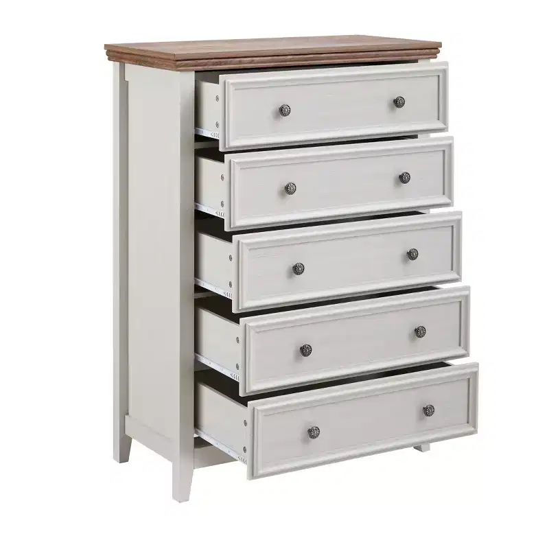 Beige Modern 5-Drawer Dresser, Single