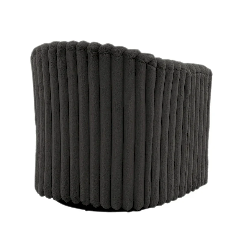 Faux Rabbit Fur Swivel Barrel Chairs - Set of 2