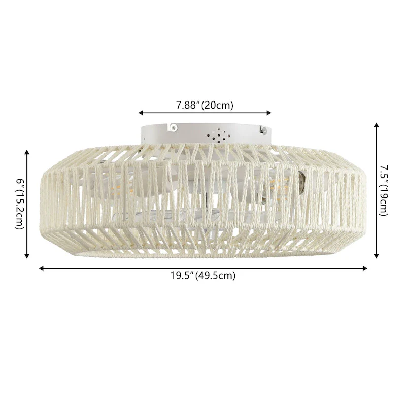 Ceiling Fan, Remote-Controlled, Modern Bohemian, By JONATHAN Y - 7.5 H x 19.5 L x 19.5 W