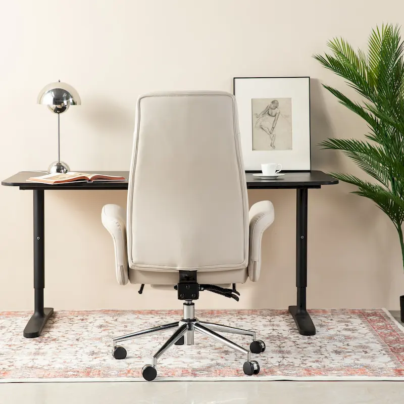 49H Modern Adjustable Swivel High Back Ergonomic Office Chair with Armrest and Extendable Footrest