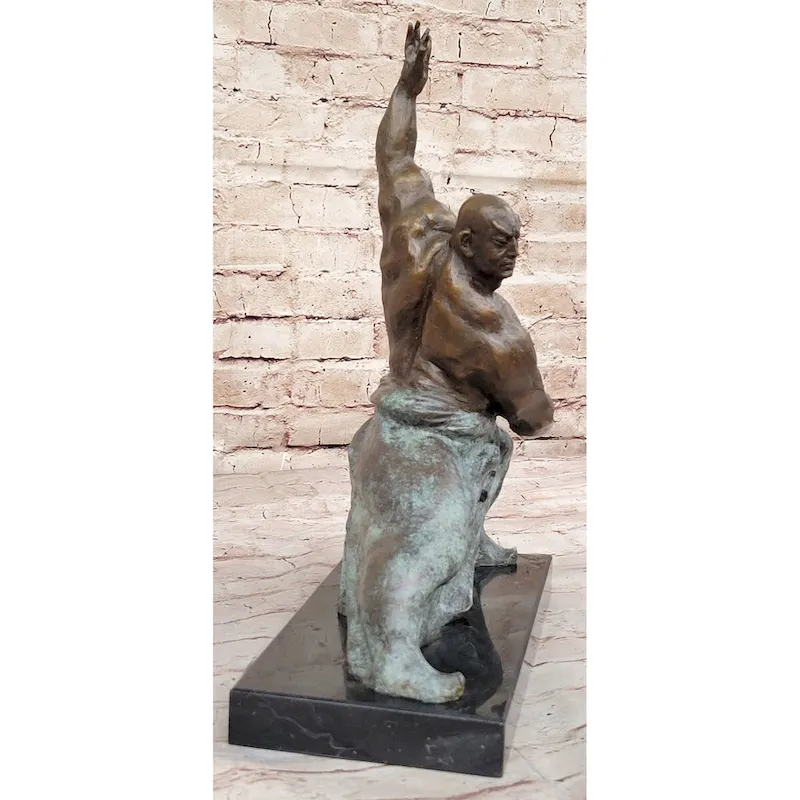 Hot Cast Bronze Sculpture Of Tai Chi Master Martial Arts Sensei Figure On Marble Base