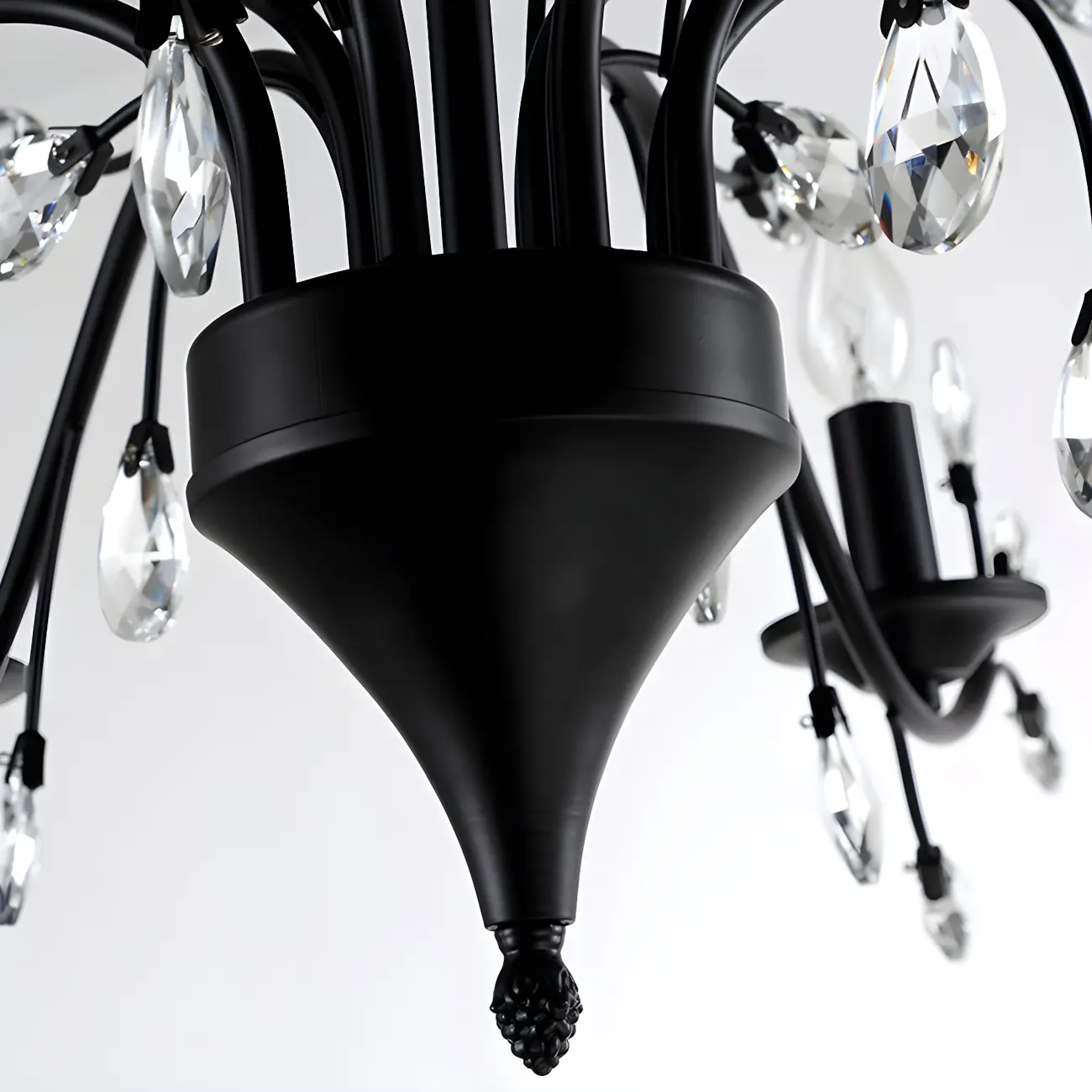 Modern Elegant Black Branch Crystal Candelabra Chandelier
