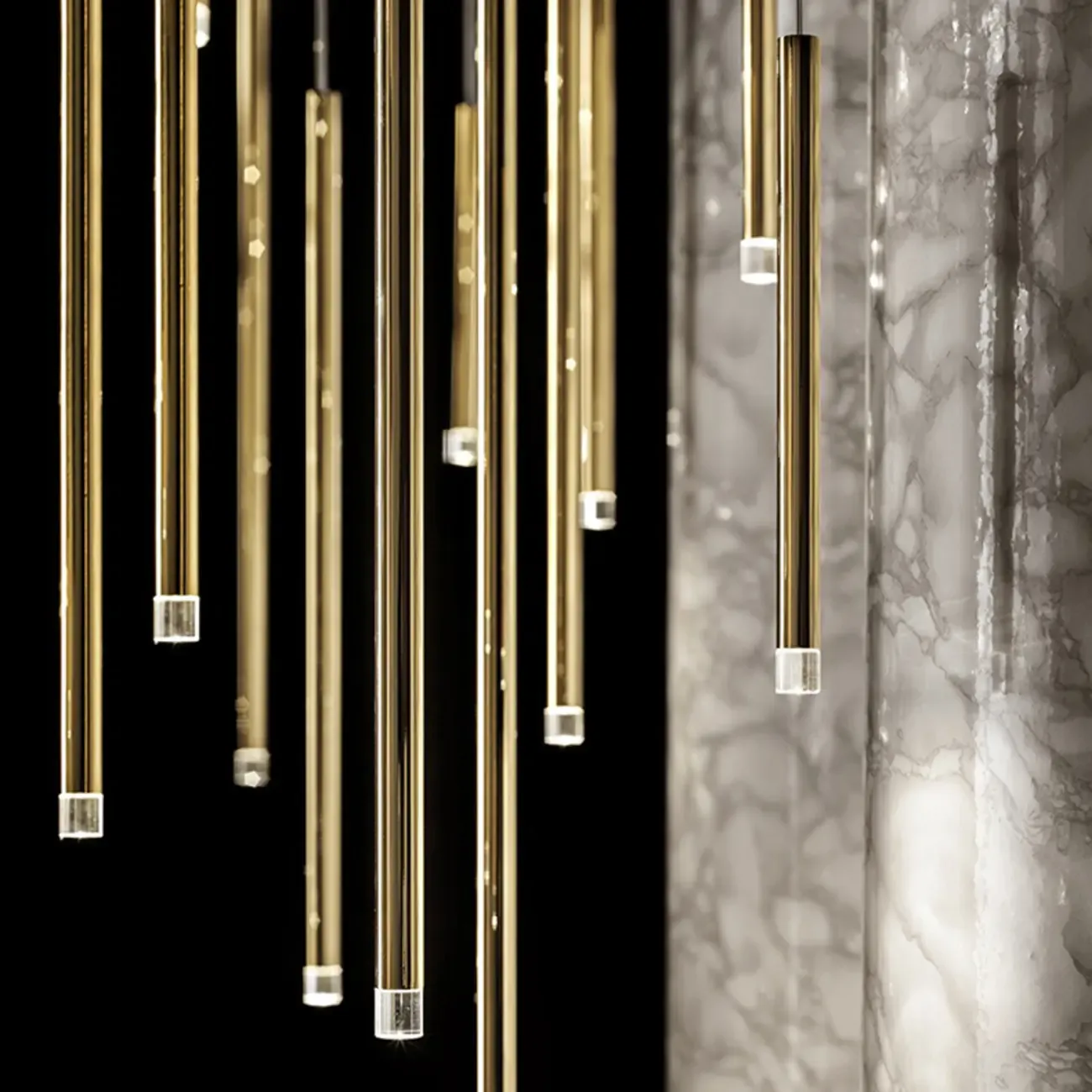 Modern Slim Gold Cylinder LED Dining Pendant Light