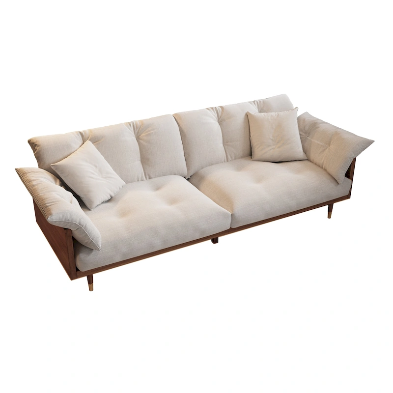 JASIWAY Modern 3-Seat Upholstered Cotton Linen Sofa