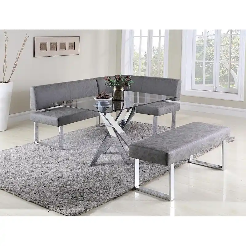 Somette Gene Dark Grey Reversible Dining Nook - 48.81 X 71.25 X 33.46