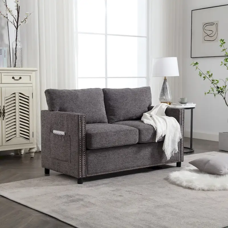 Modern chenille Fabric Loveseat, 2-Seat Upholstered Loveseat Sofa Modern Couch for Living Room Bedroom Apartment