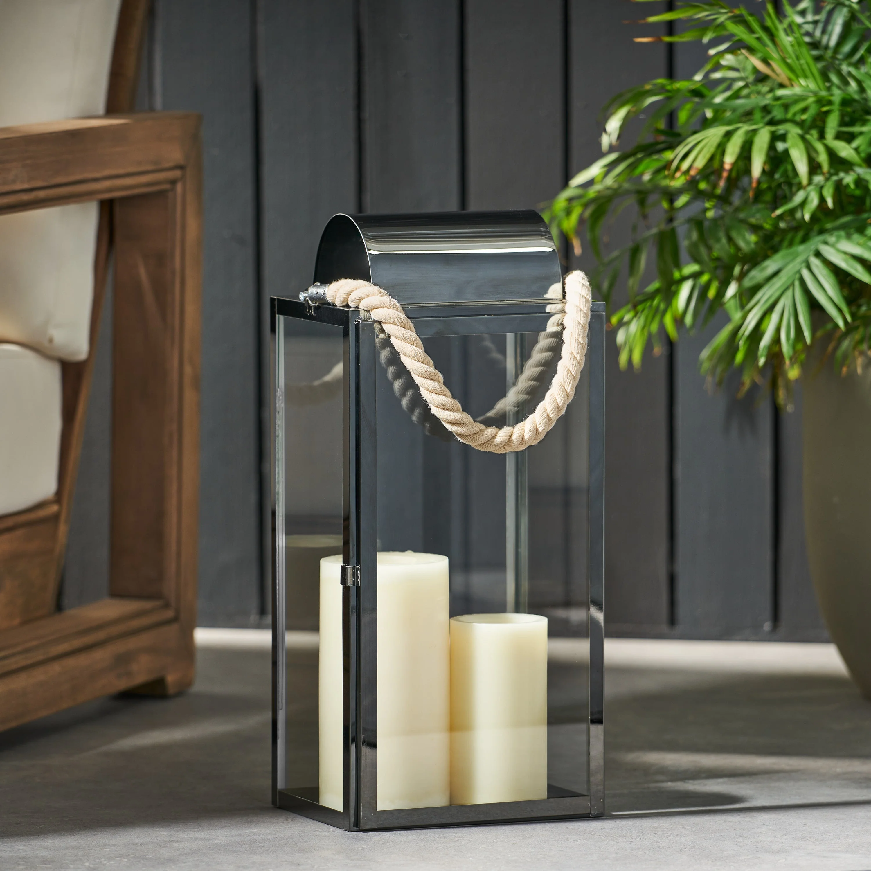 Brianna Outdoor 19 Modern Stainless Steel Lantern