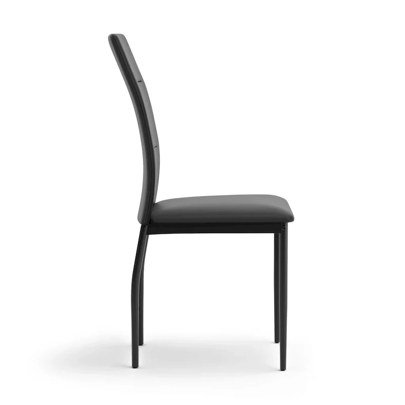 Furniture of America Luca Modern Black PU Leather Dining Chairs Set of 2