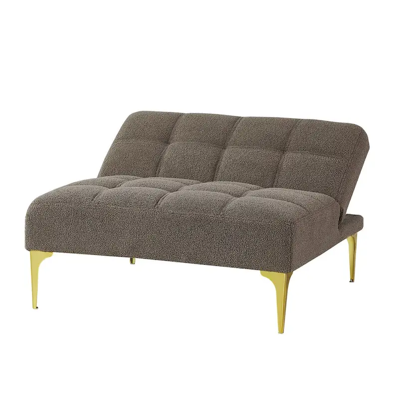 Convertible Sofa Bed Futon with Solid Wood Legs Linen Fabric Musterd Green