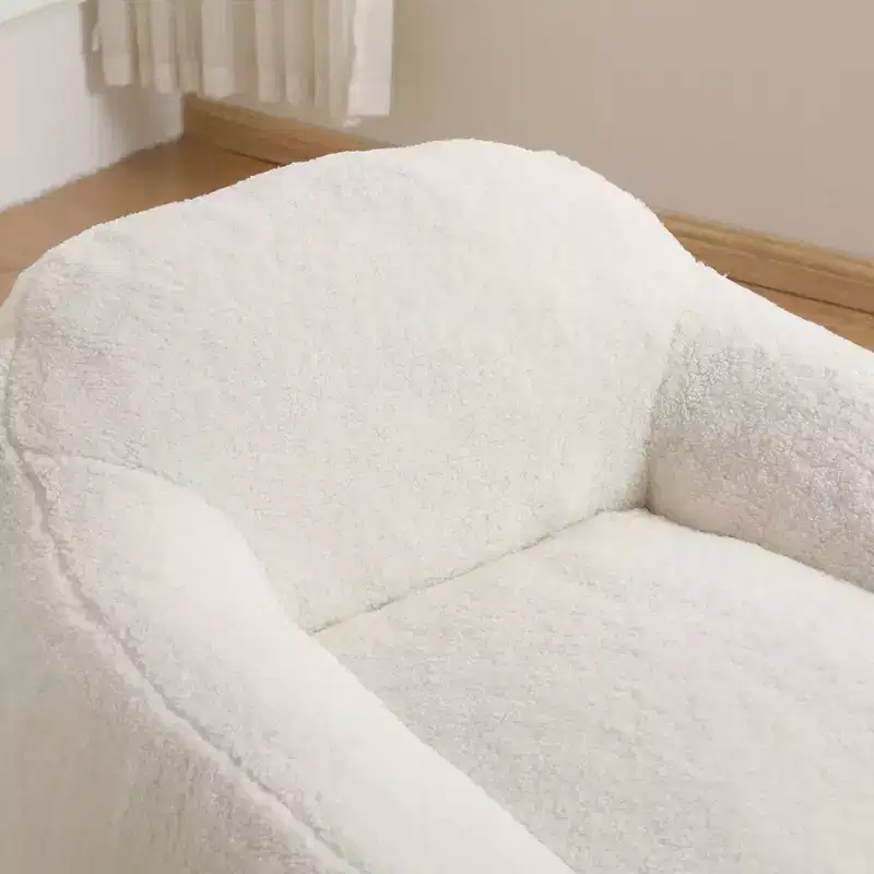 Light Gray / Off White / Rose Red Faux Fur Bean Bag Chair with Armrest — 1 Adult