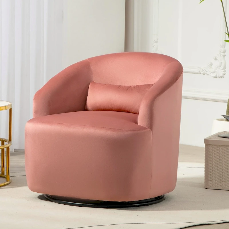 Modern Velvet Upholstered Swivel Accent Chair